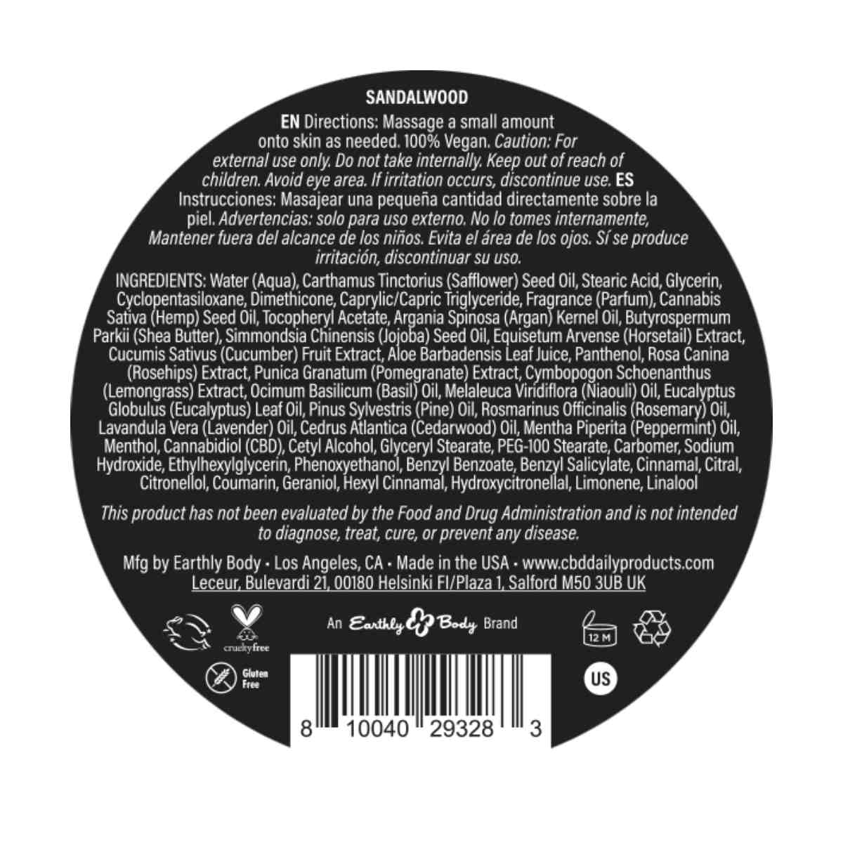 CBD Daily Ultimate Strength Intensive Cream (Sandalwood, 600mg, 5 oz.)
